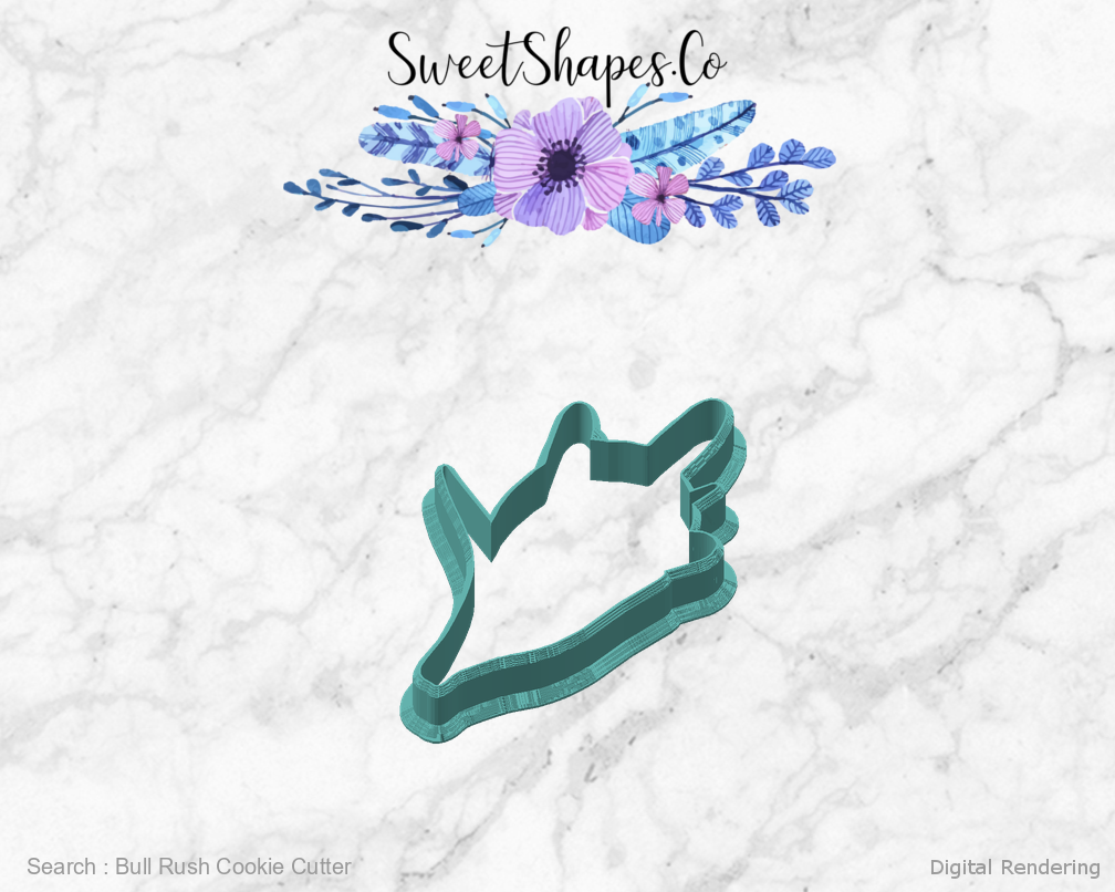 Bull Rush Cookie Cutter — angled front view