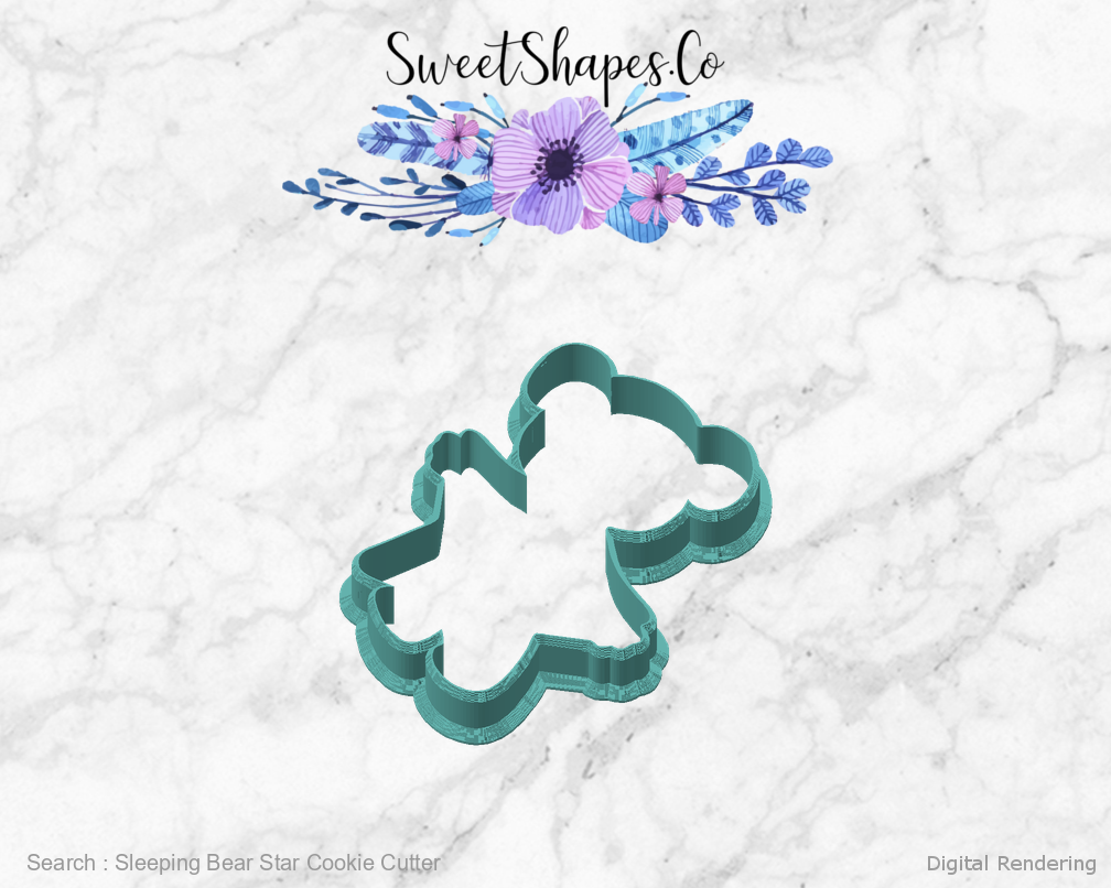 Sleeping Bear Star Cookie Cutter — angled front view