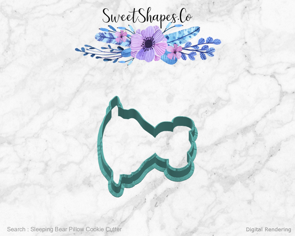Sleeping Bear Pillow Cookie Cutter — right view