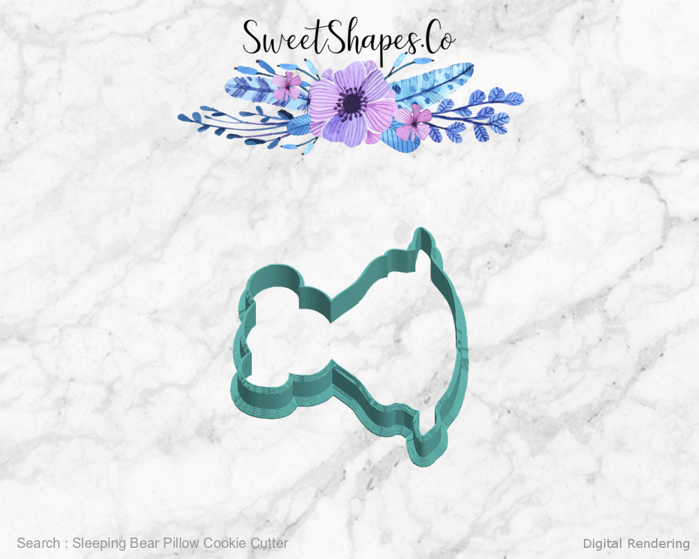 Sleeping Bear Pillow Cookie Cutter — left view