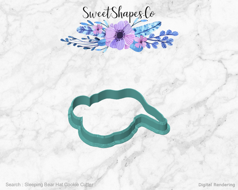 Sleeping Bear Hat Cookie Cutter — front view