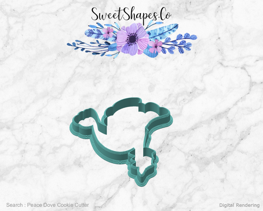 Peace Dove Cookie Cutter — angled front view