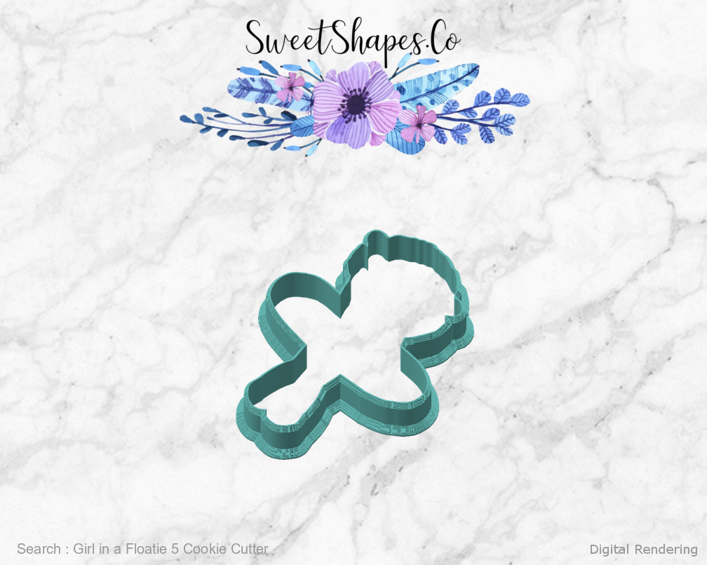 Girl in a Floatie 5 Cookie Cutter — angled front view