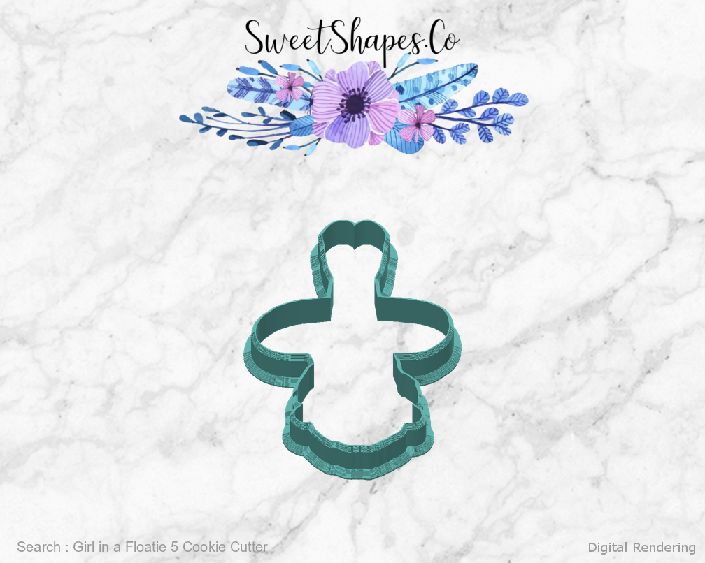 Girl in a Floatie 5 Cookie Cutter — back view