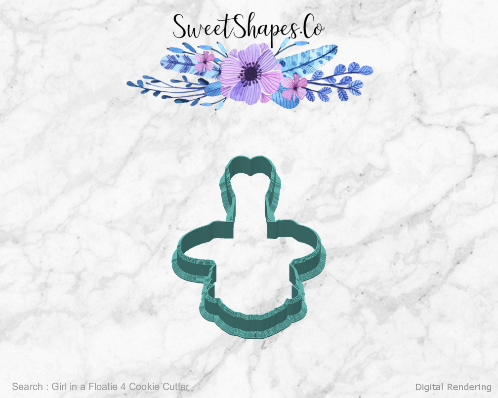 Girl in a Floatie 4 Cookie Cutter — back view