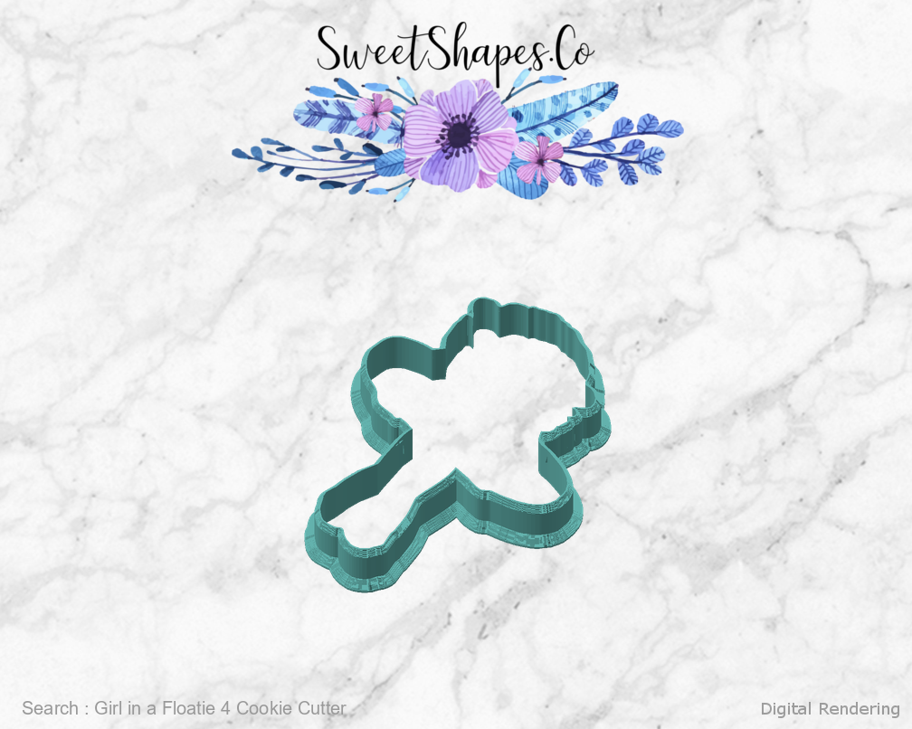 Girl in a Floatie 4 Cookie Cutter — angled front view