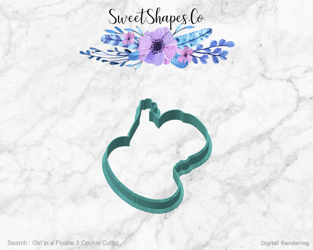 Girl in a Floatie 3 Cookie Cutter — angled front view