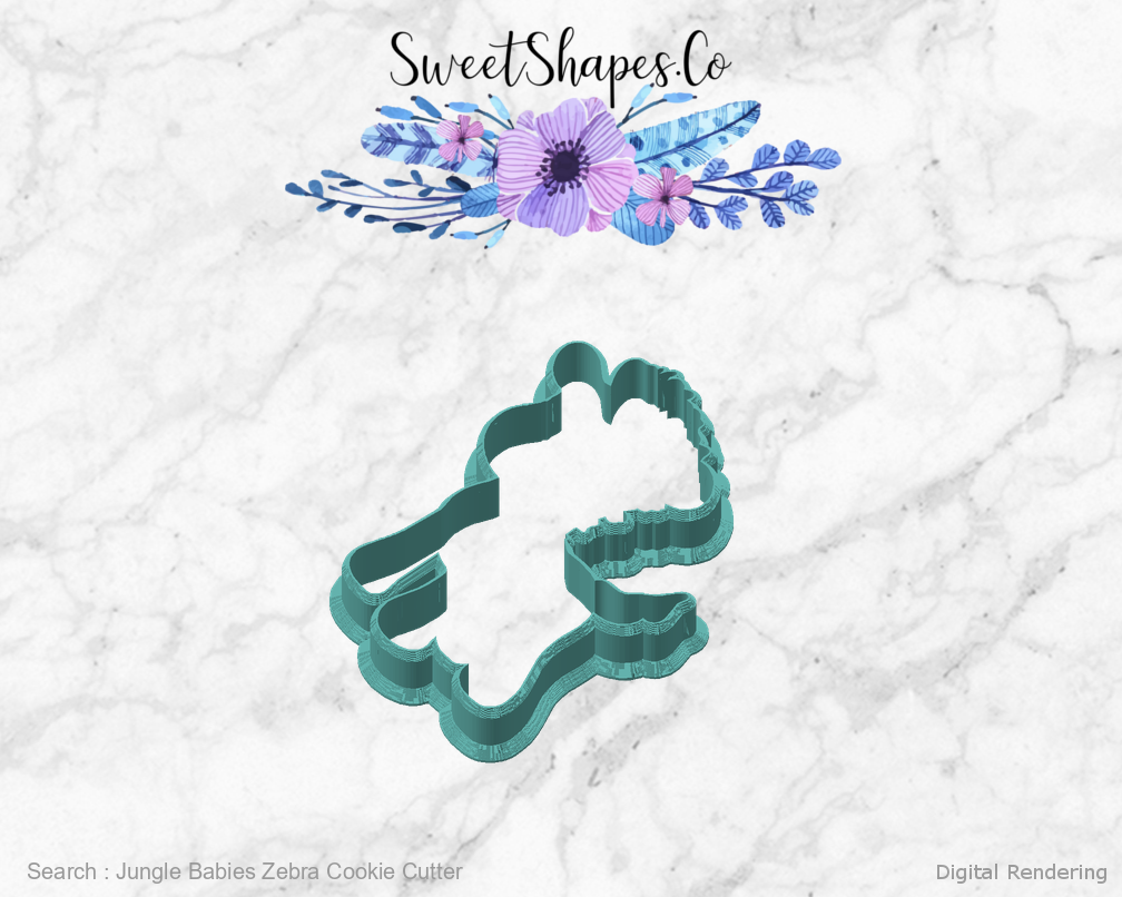 Jungle Babies Zebra Cookie Cutter — angled front view