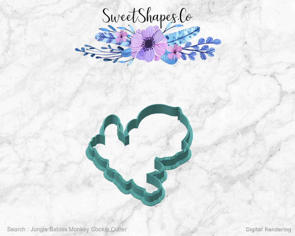 Jungle Babies Monkey Cookie Cutter — angled front view