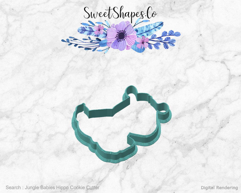 Jungle Babies Hippo Cookie Cutter — angled front view