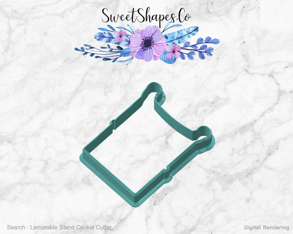 Lemonade Stand Cookie Cutter — angled front view