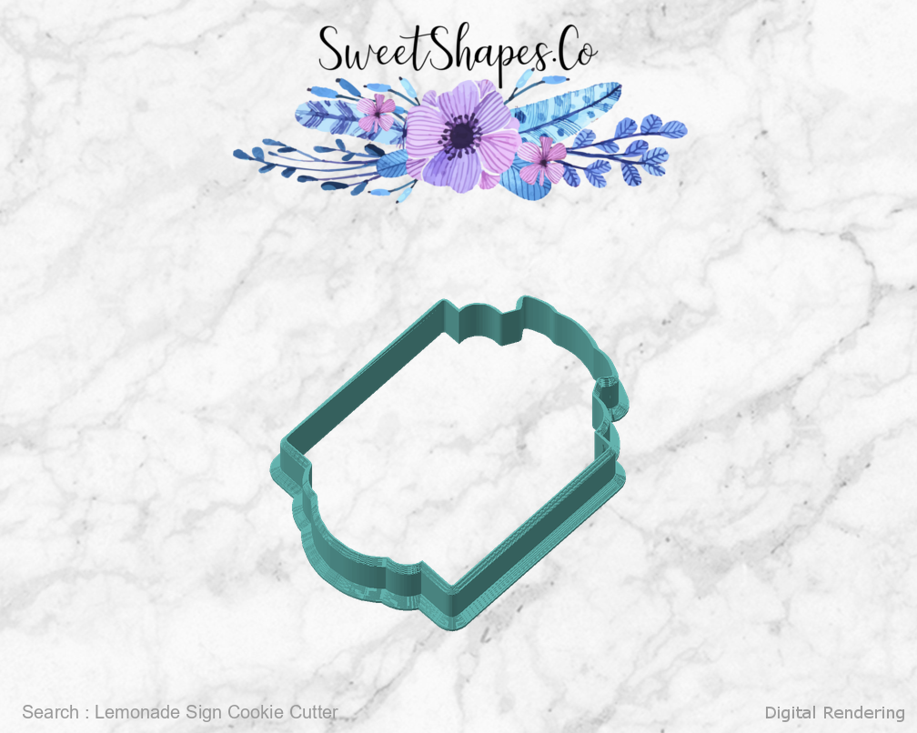 Lemonade Sign Cookie Cutter — angled front view