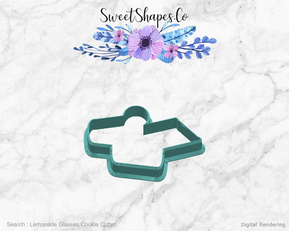 Lemonade Glasses Cookie Cutter — right view
