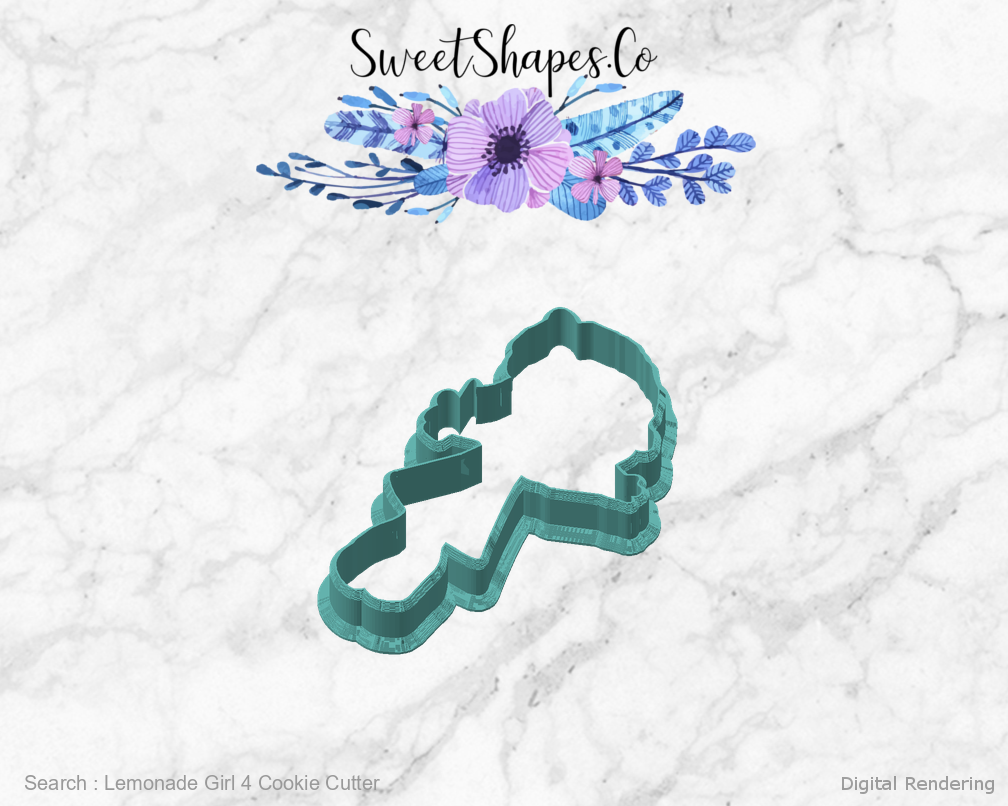Lemonade Girl 4 Cookie Cutter — angled front view
