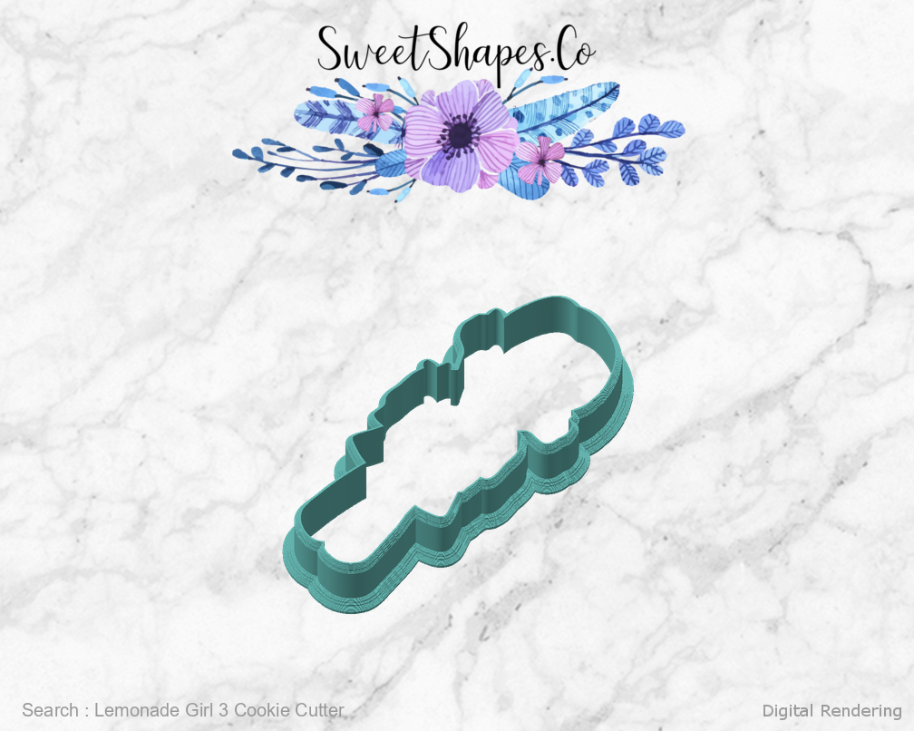 Lemonade Girl 3 Cookie Cutter — angled front view