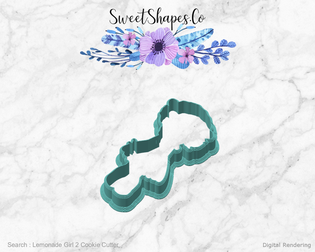 Lemonade Girl 2 Cookie Cutter — angled front view