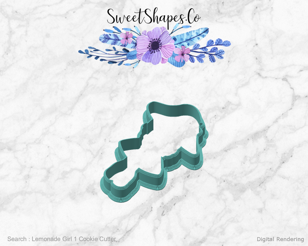 Lemonade Girl 1 Cookie Cutter — angled front view