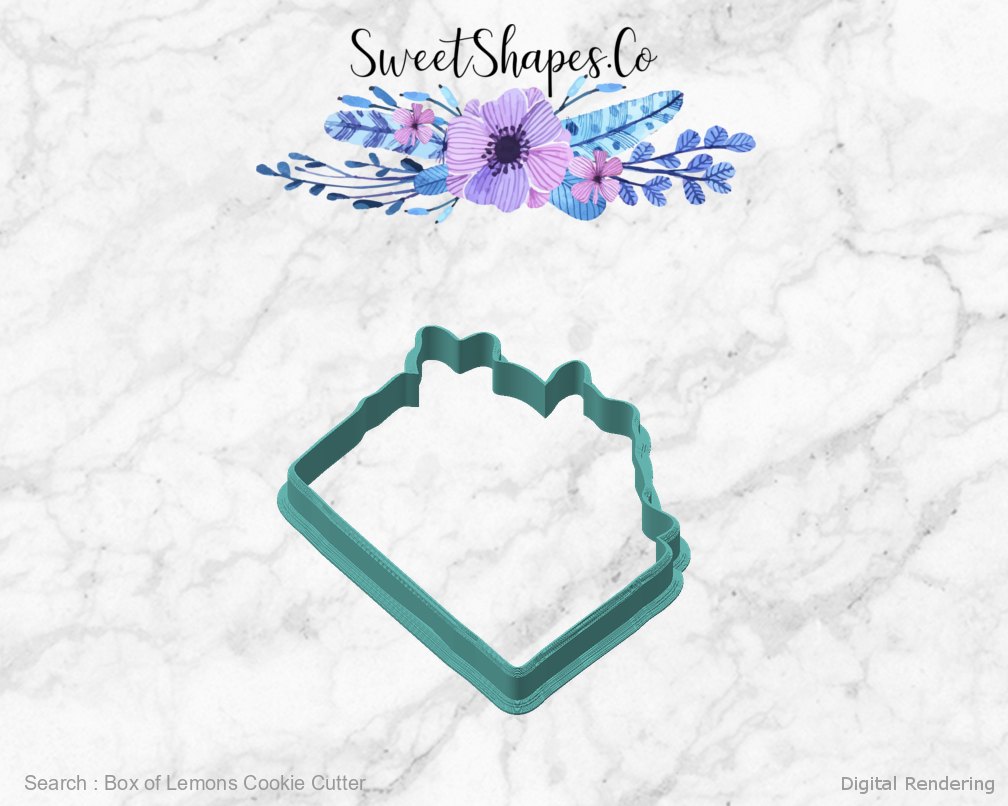 Box of Lemons Cookie Cutter — angled front view
