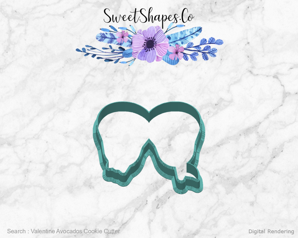 Valentine Avocados Cookie Cutter — back view