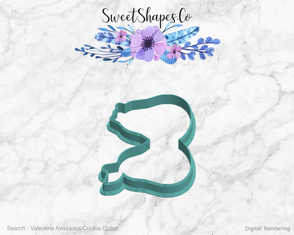 Valentine Avocados Cookie Cutter — left view