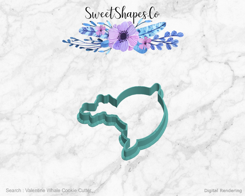 Valentine Whale Cookie Cutter — left view