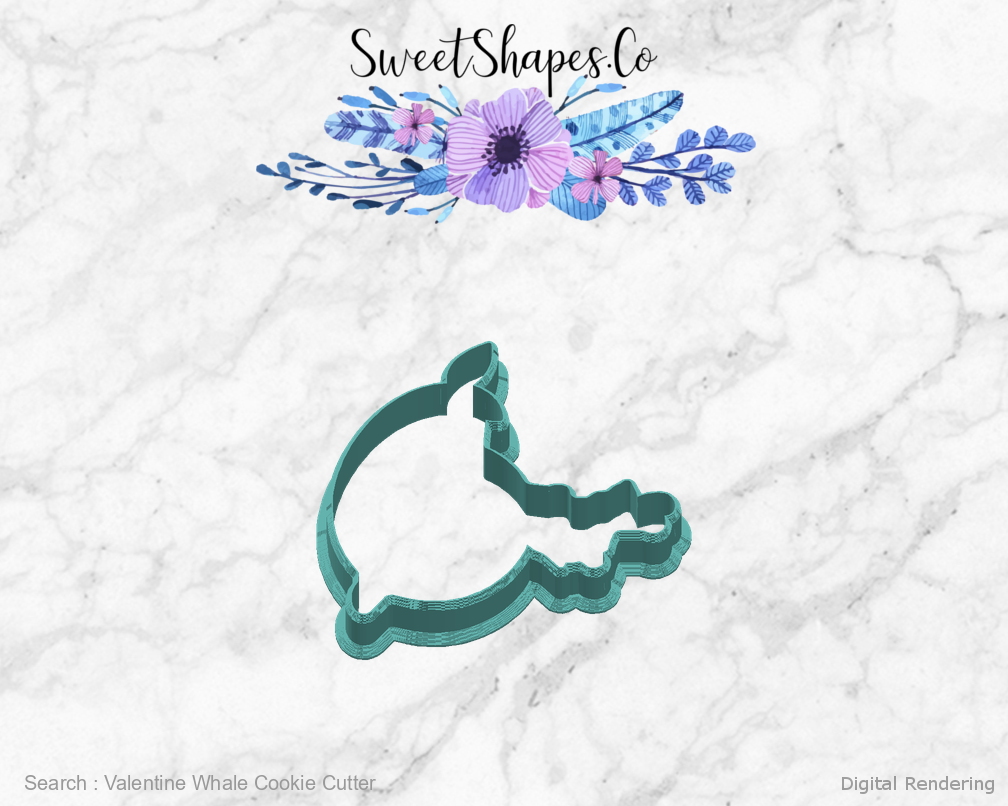 Valentine Whale Cookie Cutter — right view