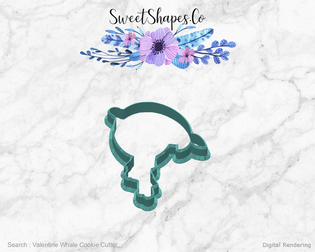 Valentine Whale Cookie Cutter — back view