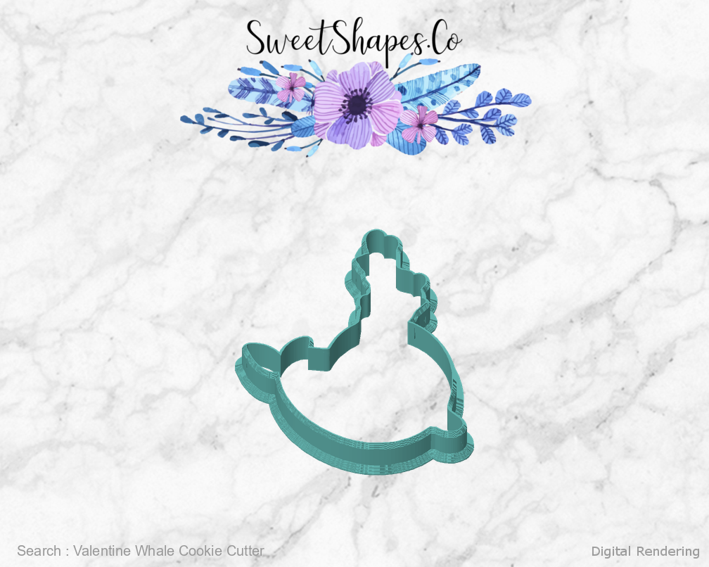 Valentine Whale Cookie Cutter — front view