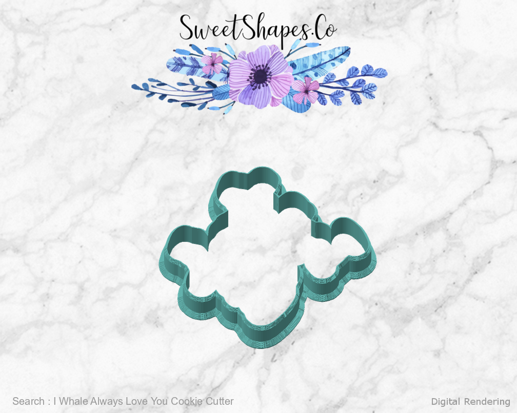 I Whale Always Love You Cookie Cutter — angled front view