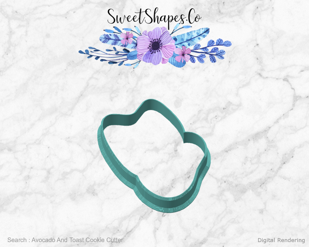 Avocado And Toast Cookie Cutter — angled front view