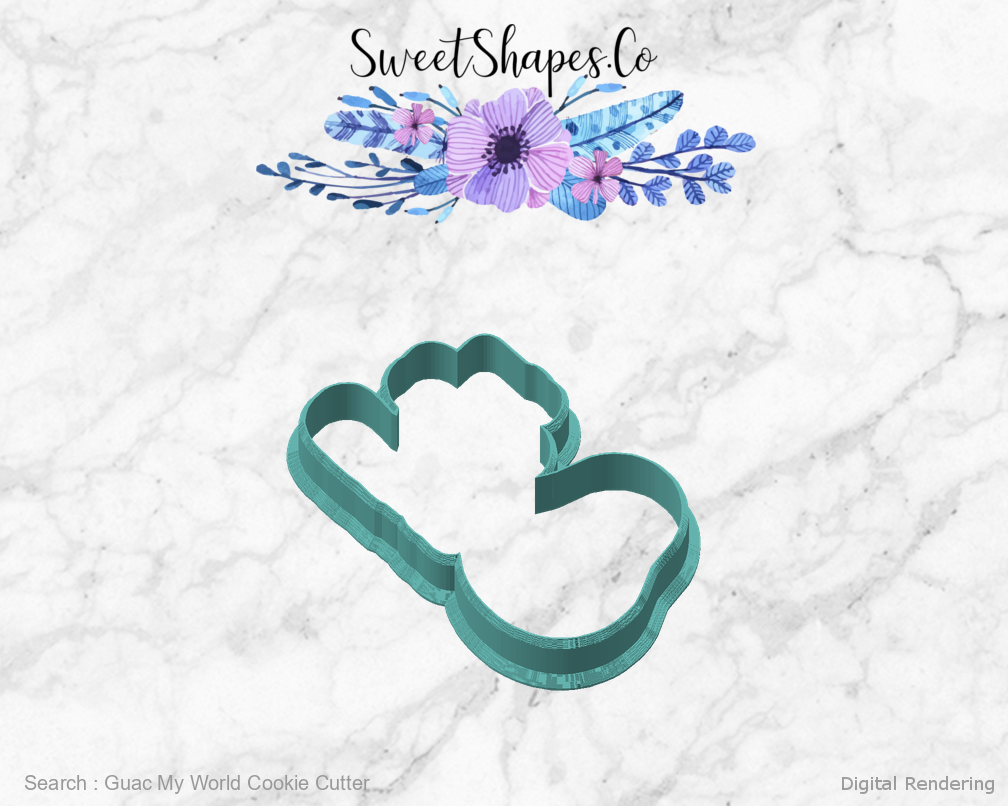 Guac My World Cookie Cutter — angled front view