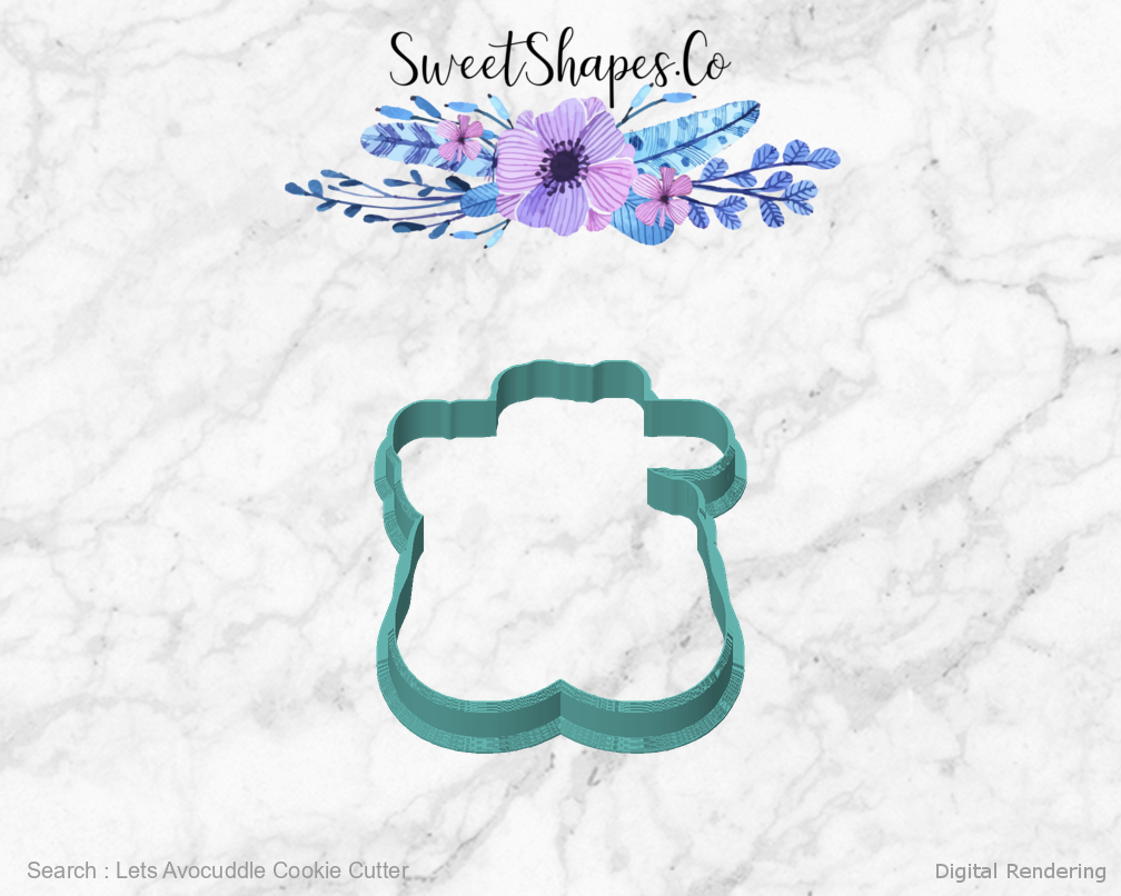 Lets Avocuddle Cookie Cutter — front view