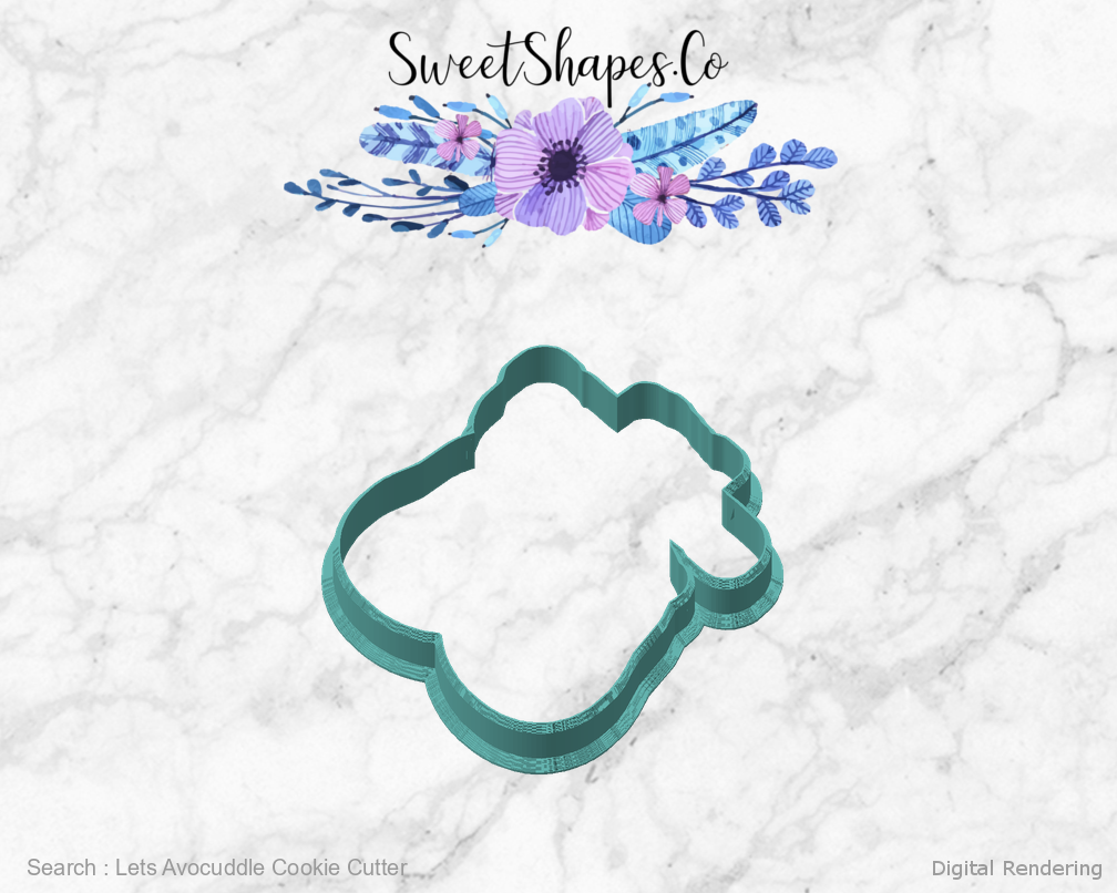 Lets Avocuddle Cookie Cutter — angled front view