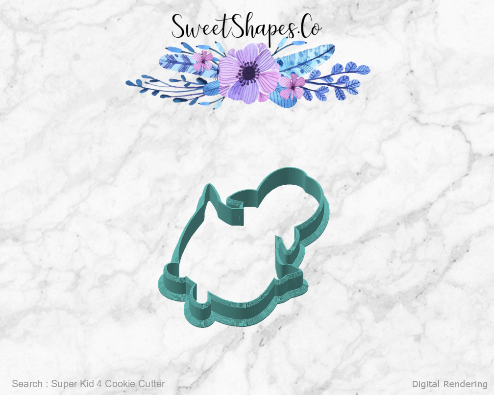 Super Kid 4 Cookie Cutter — angled front view