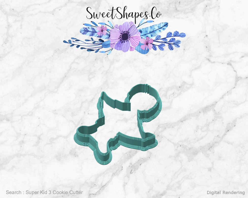 Super Kid 3 Cookie Cutter — angled front view