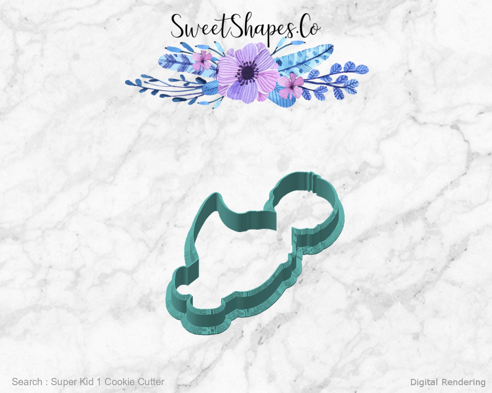 Super Kid 1 Cookie Cutter — angled front view