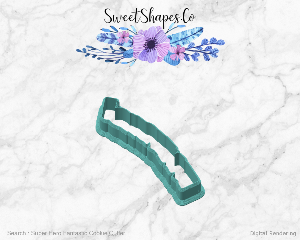 Super Hero Fantastic Cookie Cutter — angled front view