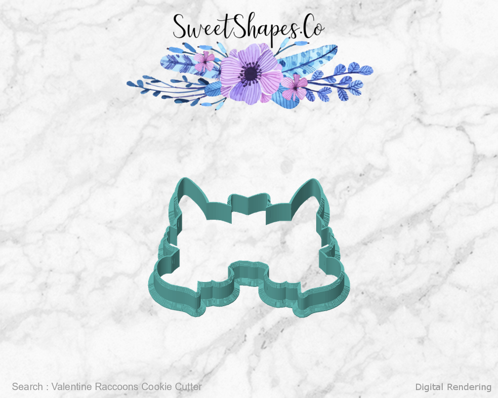 Valentine Raccoons Cookie Cutter — front view