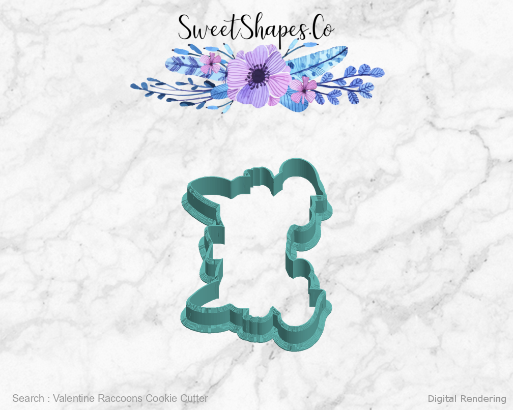 Valentine Raccoons Cookie Cutter — left view