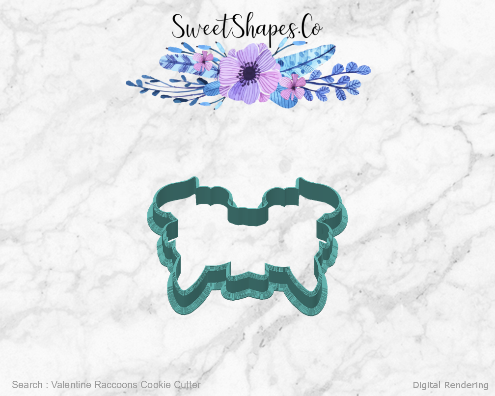 Valentine Raccoons Cookie Cutter — back view