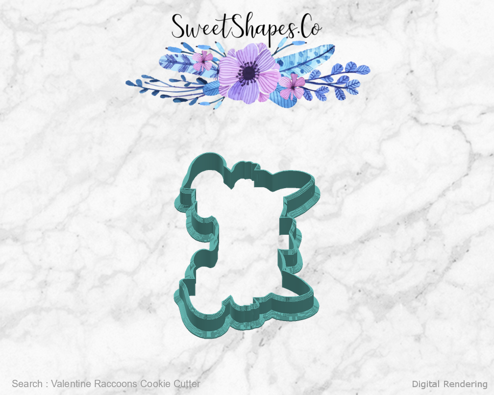 Valentine Raccoons Cookie Cutter — right view