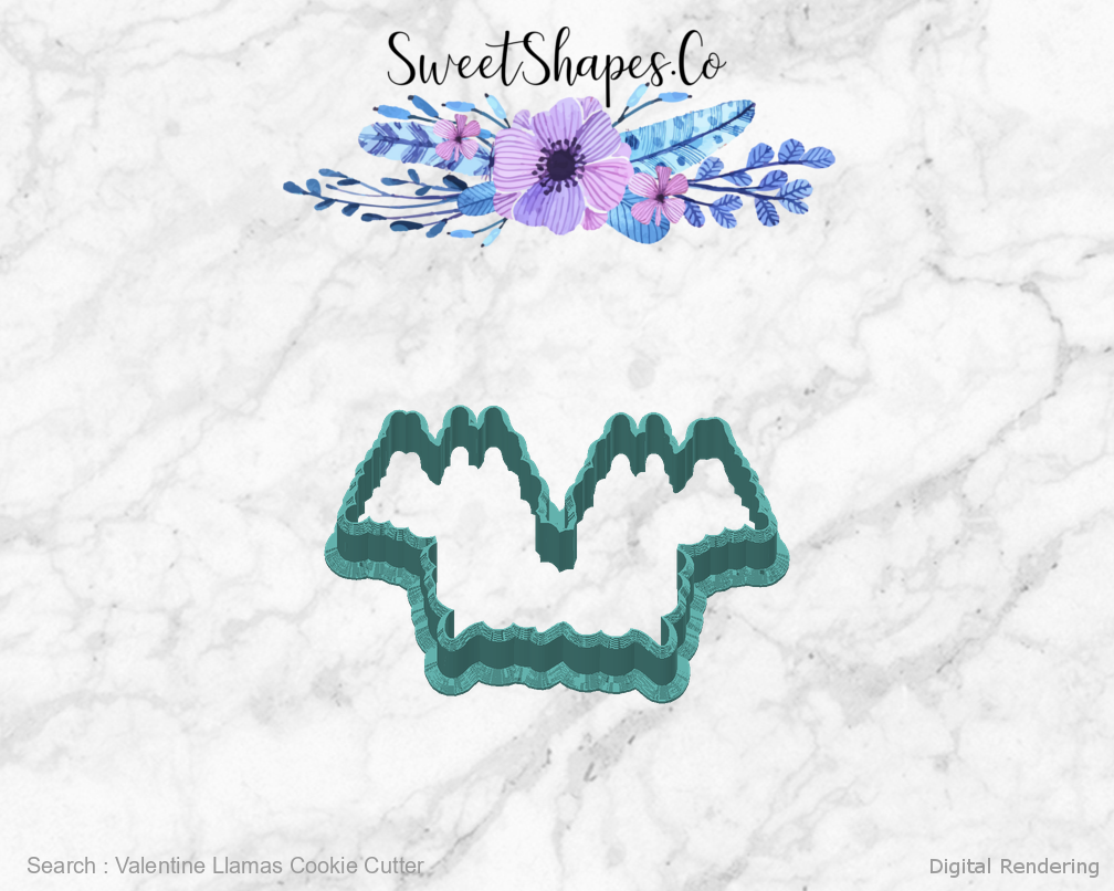 Valentine Llamas Cookie Cutter — back view