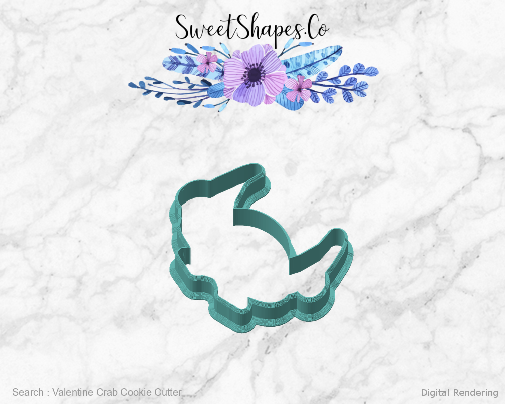Valentine Crab Cookie Cutter — angled front view