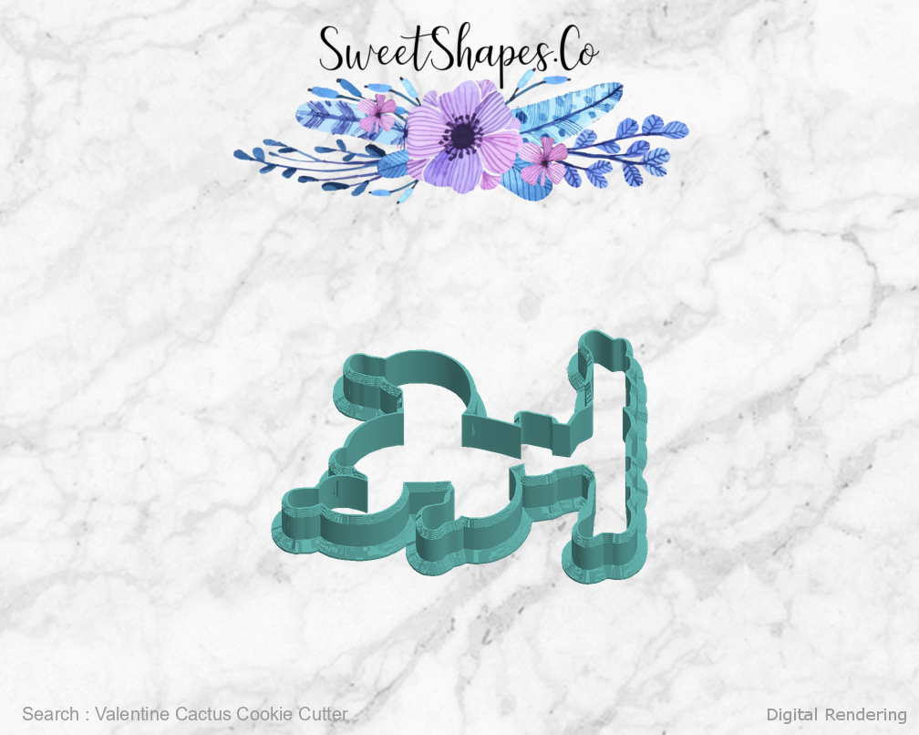 Valentine Cactus Cookie Cutter — left view