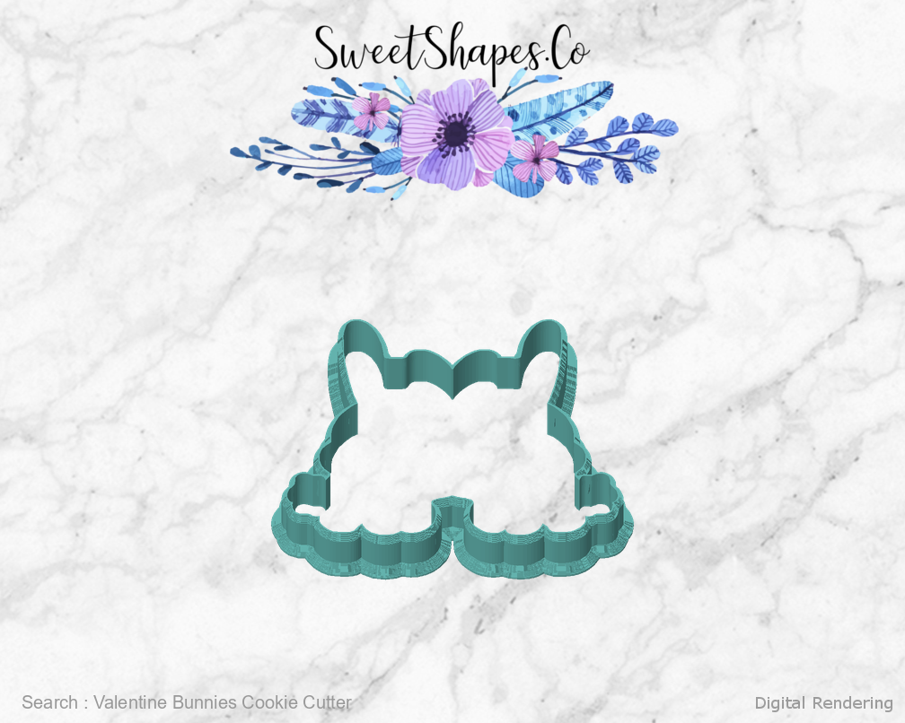 Valentine Bunnies Cookie Cutter — front view