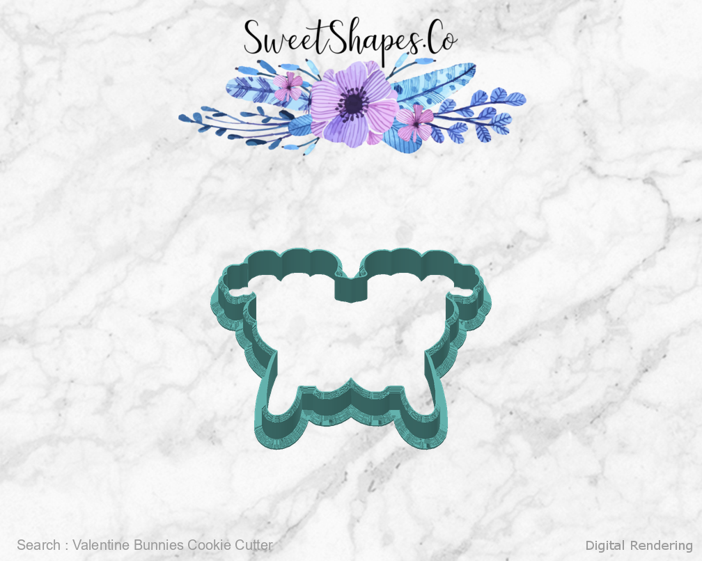 Valentine Bunnies Cookie Cutter — back view