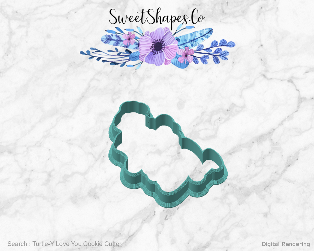 Turtle-Y Love You Cookie Cutter — angled front view