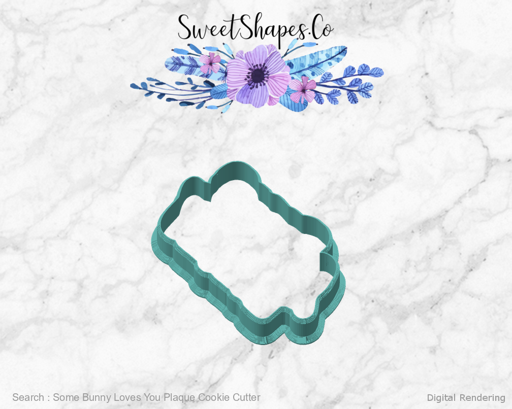 Some Bunny Loves You Plaque Cookie Cutter — angled front view