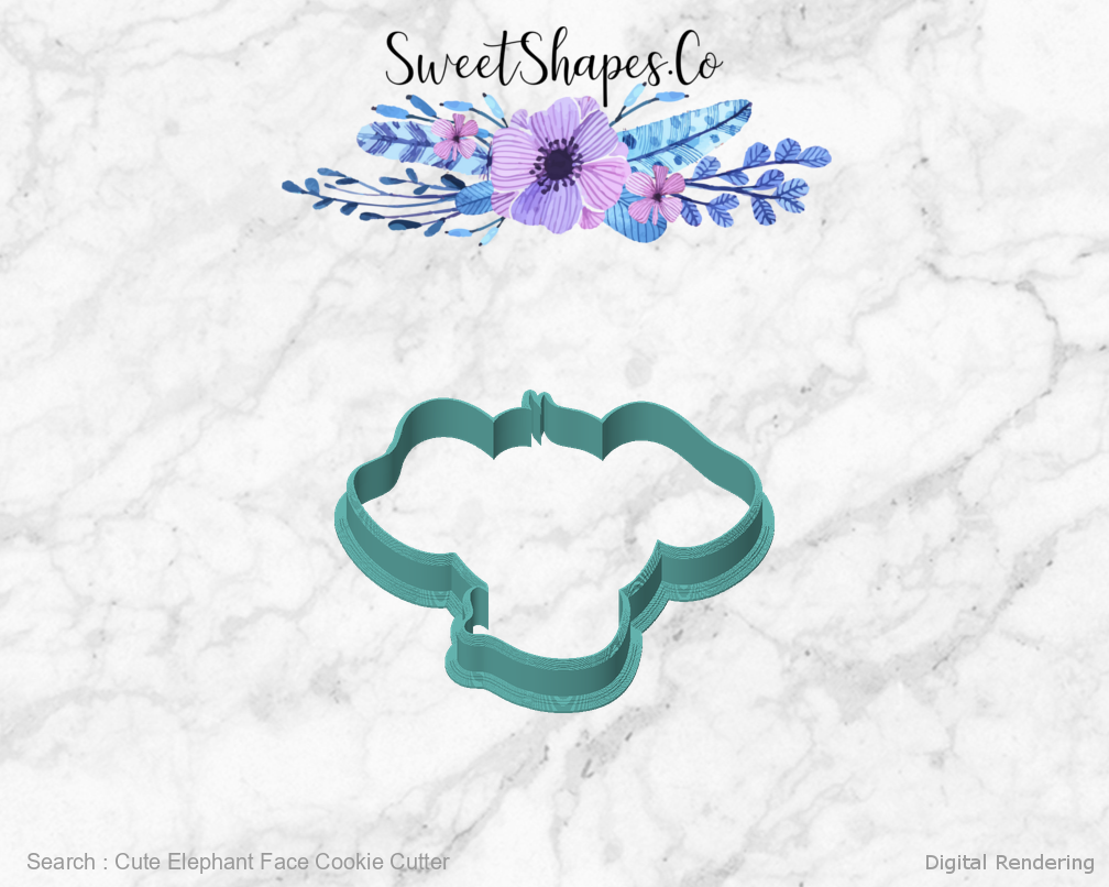 Cute Elephant Face Cookie Cutter — front view