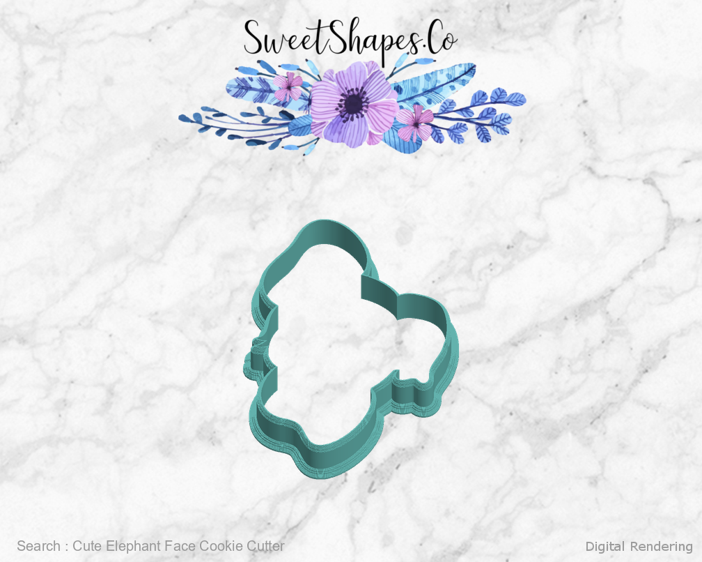 Cute Elephant Face Cookie Cutter — left view